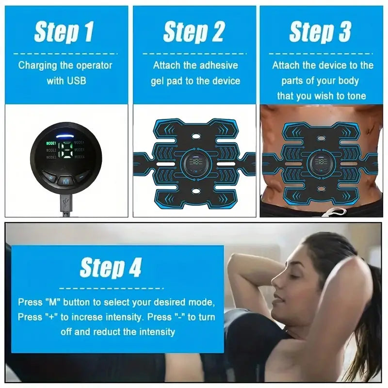 Rechargeable Fitness Belt Set with 6 Modes and 18 Intensity Levels