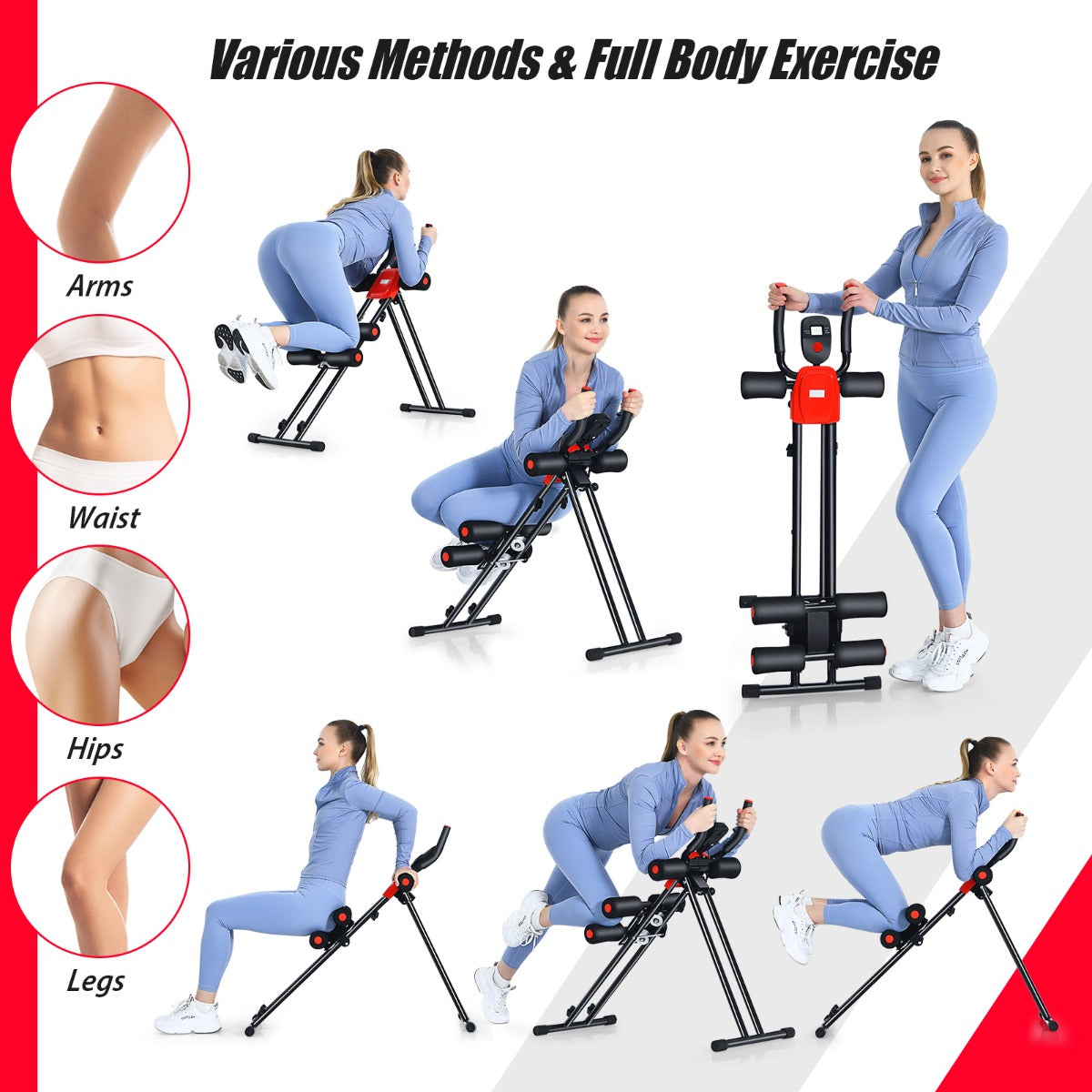 NNECW Foldable AB Workout Machine with 3 Adjustable Levels for Home Gym